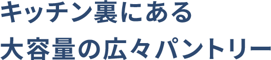 キッチン裏にある大容量の広々パントリー